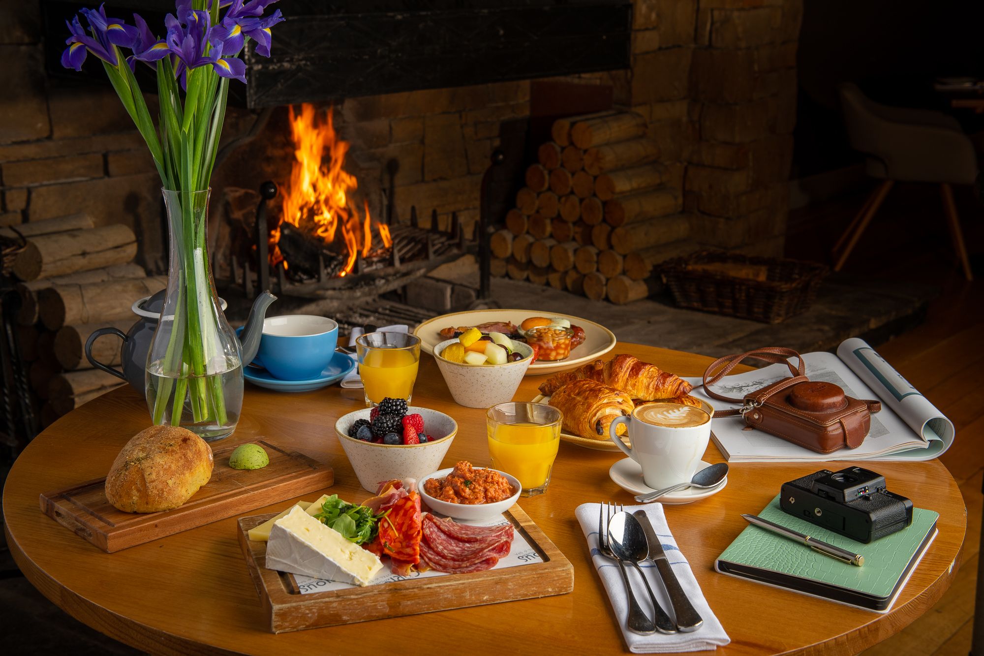 table with breakfast menu
