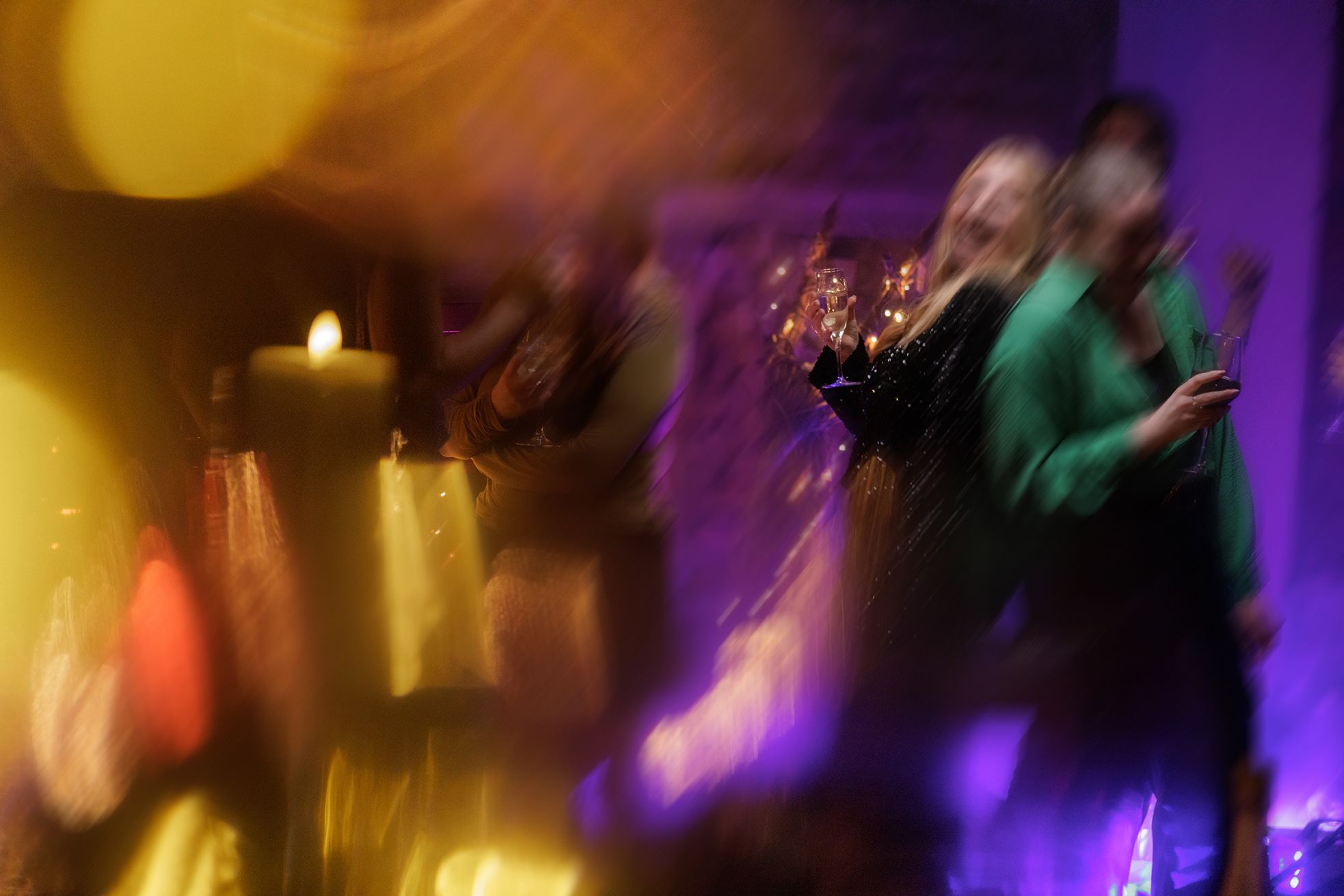 fast moving blurred image of people dancing