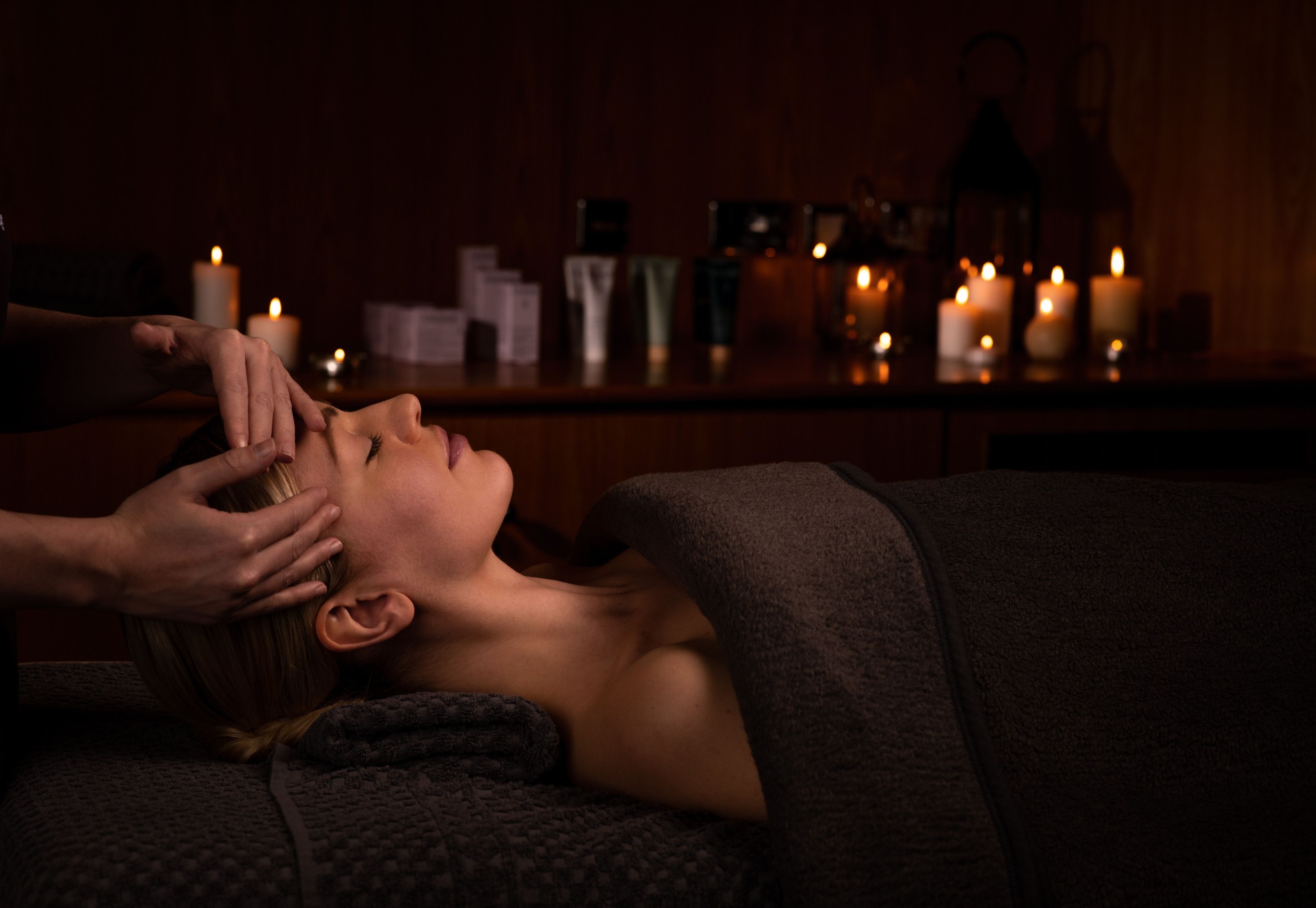 Woman having head massage
